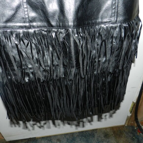 Black fringe leather skirt double layers Black by Altar'd State 🆕FAST⌚📦🏃💨🚚 - Picture 4 of 16